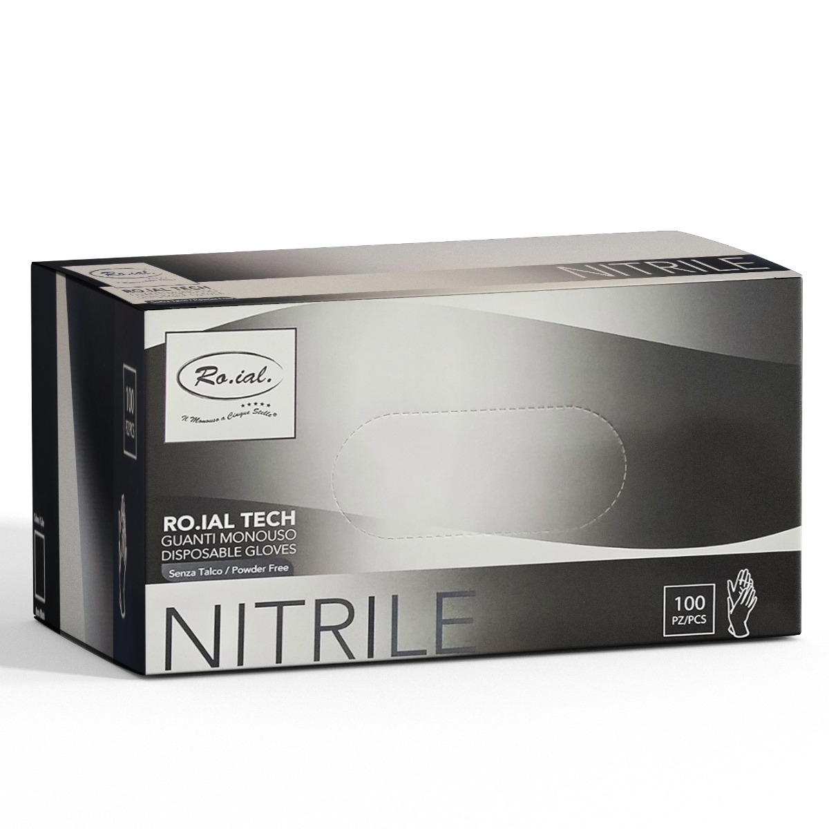 Roial Guanti in Nitrile Neri Senza Polvere TG M pz100